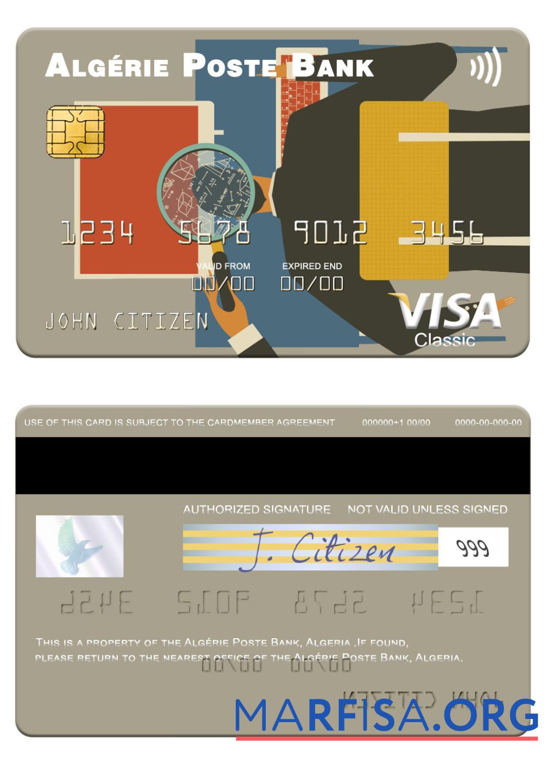 Downloadable Algeria Algérie Poste Bank visa card template